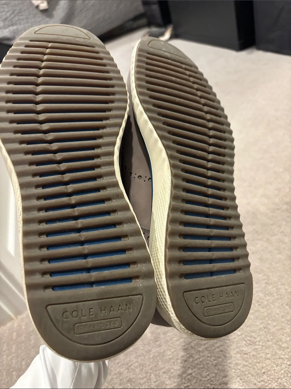 Cole Haan Gray Nubuck Wingtip Derby with Blue Trim